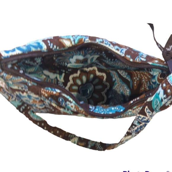 Vera Bradley Java Blue Shoulder Bag with Matching Trifold Wallet - Picture 4 of 6